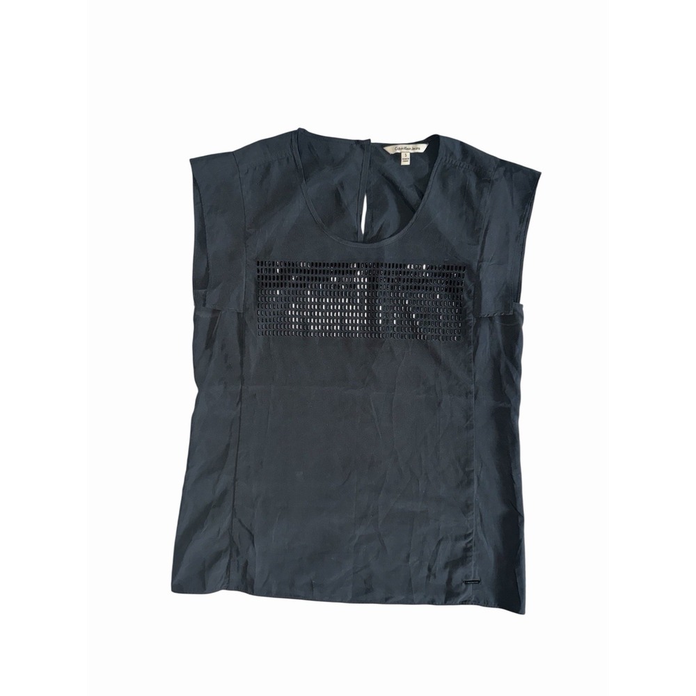 Calvin Klein Women's Sleeveless Blouse Black Size Small